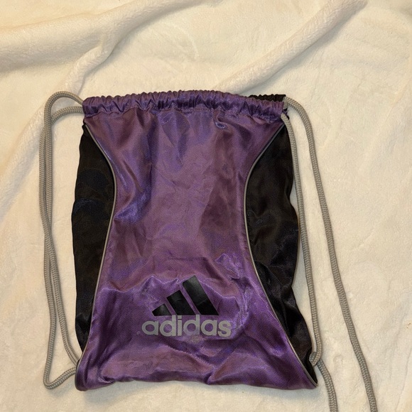 Adidas Black and Purple Drawstring Backpack - Picture 3 of 4